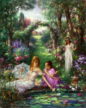  garten - Seerose Teich Mädchen im Garten